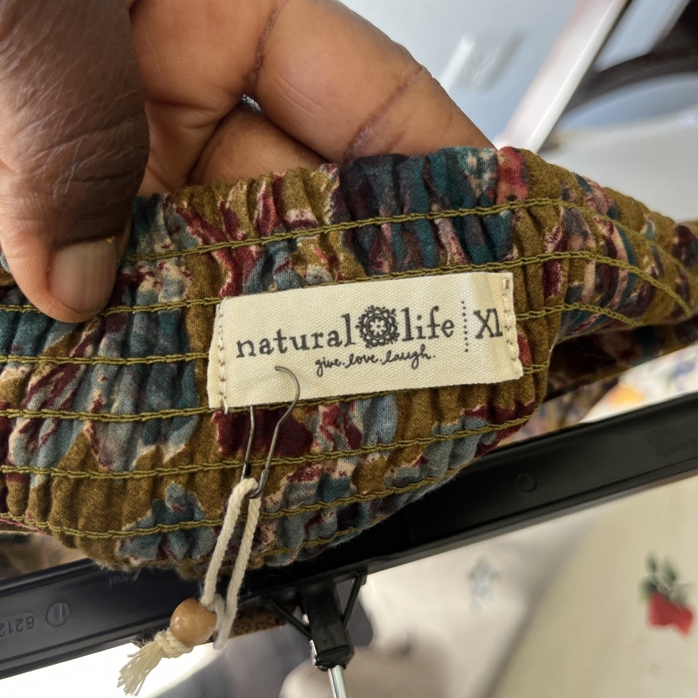 Natural Life Skirt  XL Maxi Brown Floral Boho Cottagecore Peasant Hippie New - Picture 9 of 11